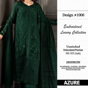 Azure Design 1006 Bottle Green Embroidered 3 Piece Suit