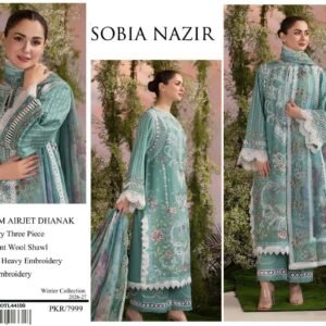 Sobia Nazir 1310 Premium Airjet Dhanak Embroidered 3 Piece Suit with Digital Wool Shawl